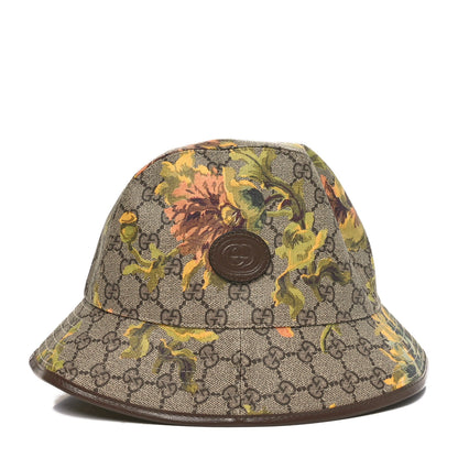 Gucci GG Supreme Monogram Azalea Calfskin Dusty Carnation Retro Interlocking G Bucket Hat S Beige Ebony Multicolor 3 of 10