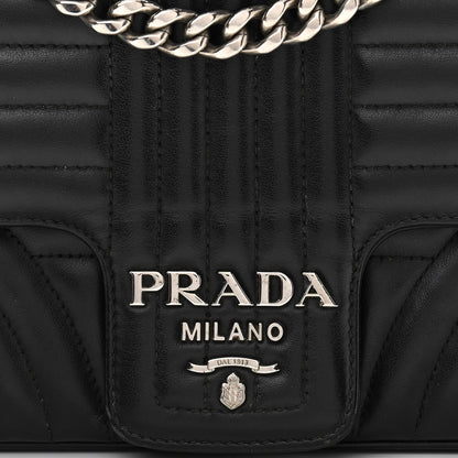 Prada Soft Calfskin Impunture Diagramme Large Chain Flap Shoulder Bag Black 8 of 12