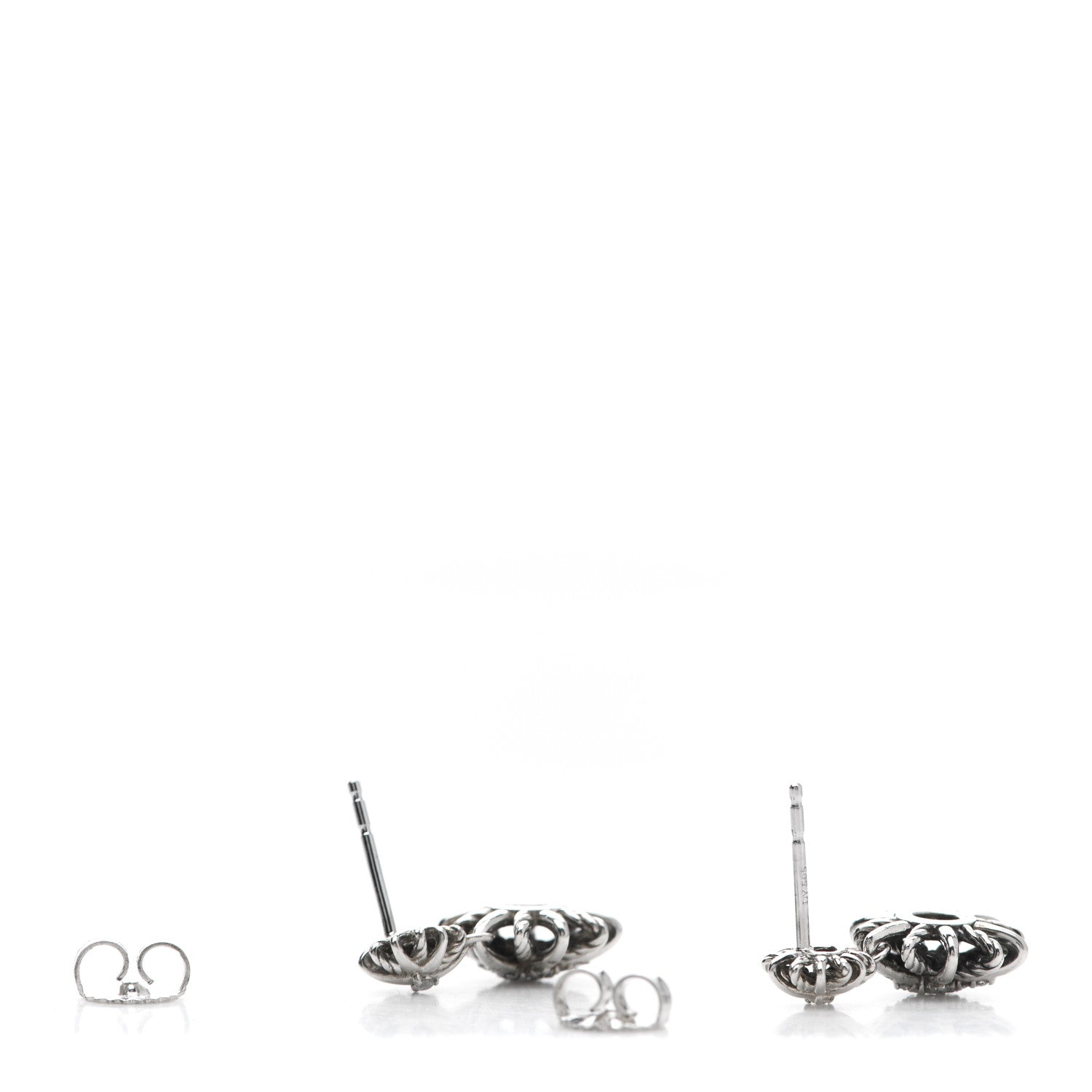 David Yurman Sterling Silver Diamond Starburst Double Drop Earrings 3 of 5