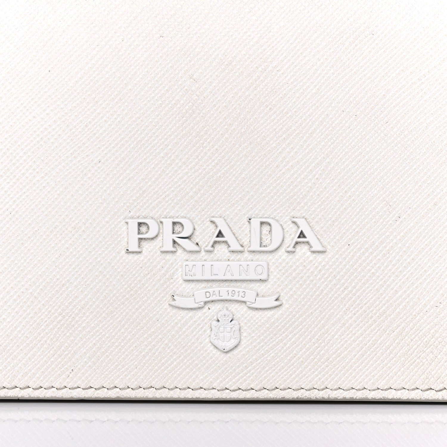Prada Saffiano Shine Monochrome Mini Flap Crossbody Wristlet Bag Bianco 7 of 20
