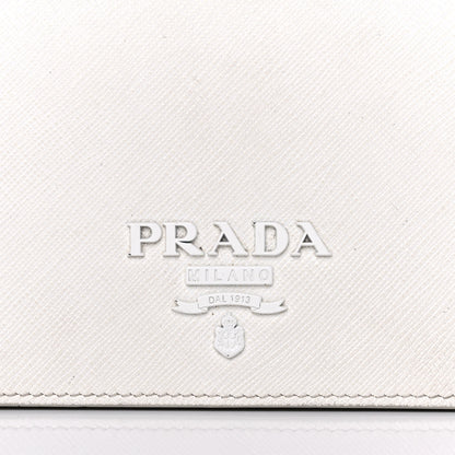 Prada Saffiano Shine Monochrome Mini Flap Crossbody Wristlet Bag Bianco 7 of 20