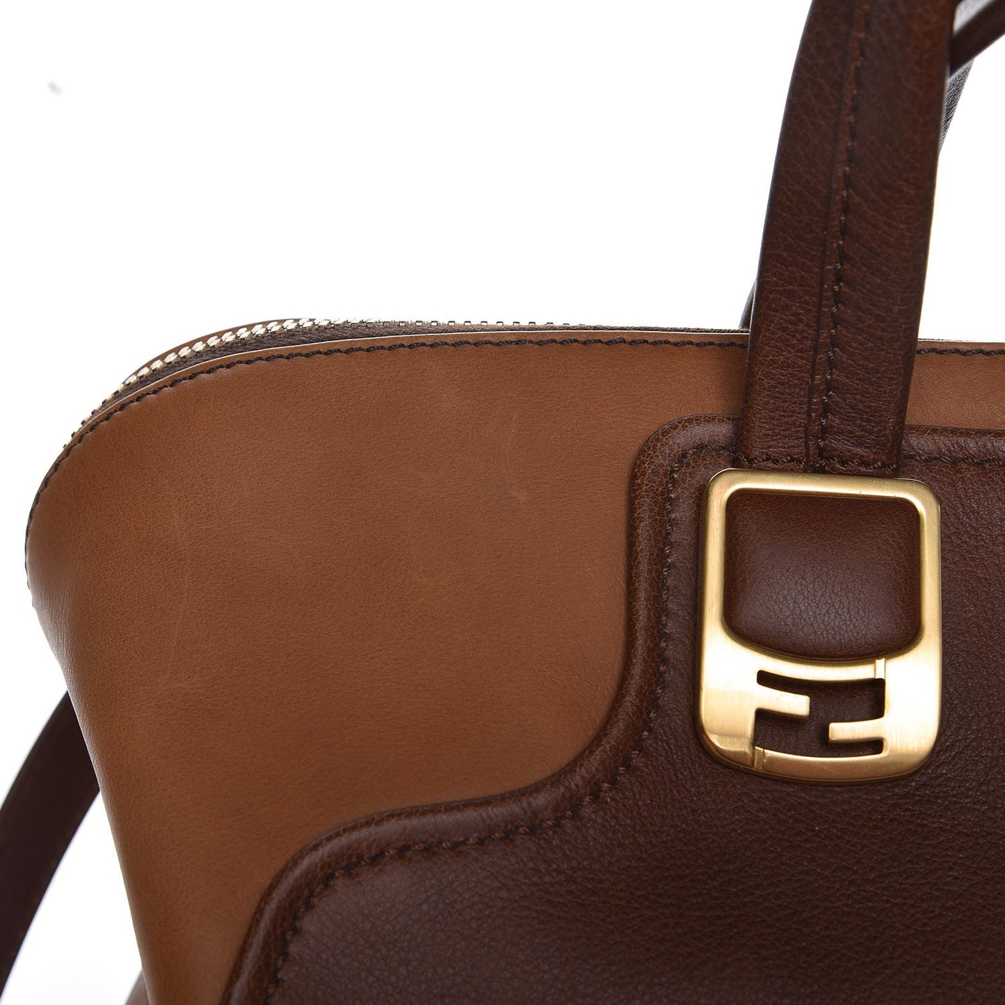 Capra Vitello Saddle Colorblock Large Chameleon Tote Moro Biscotto
