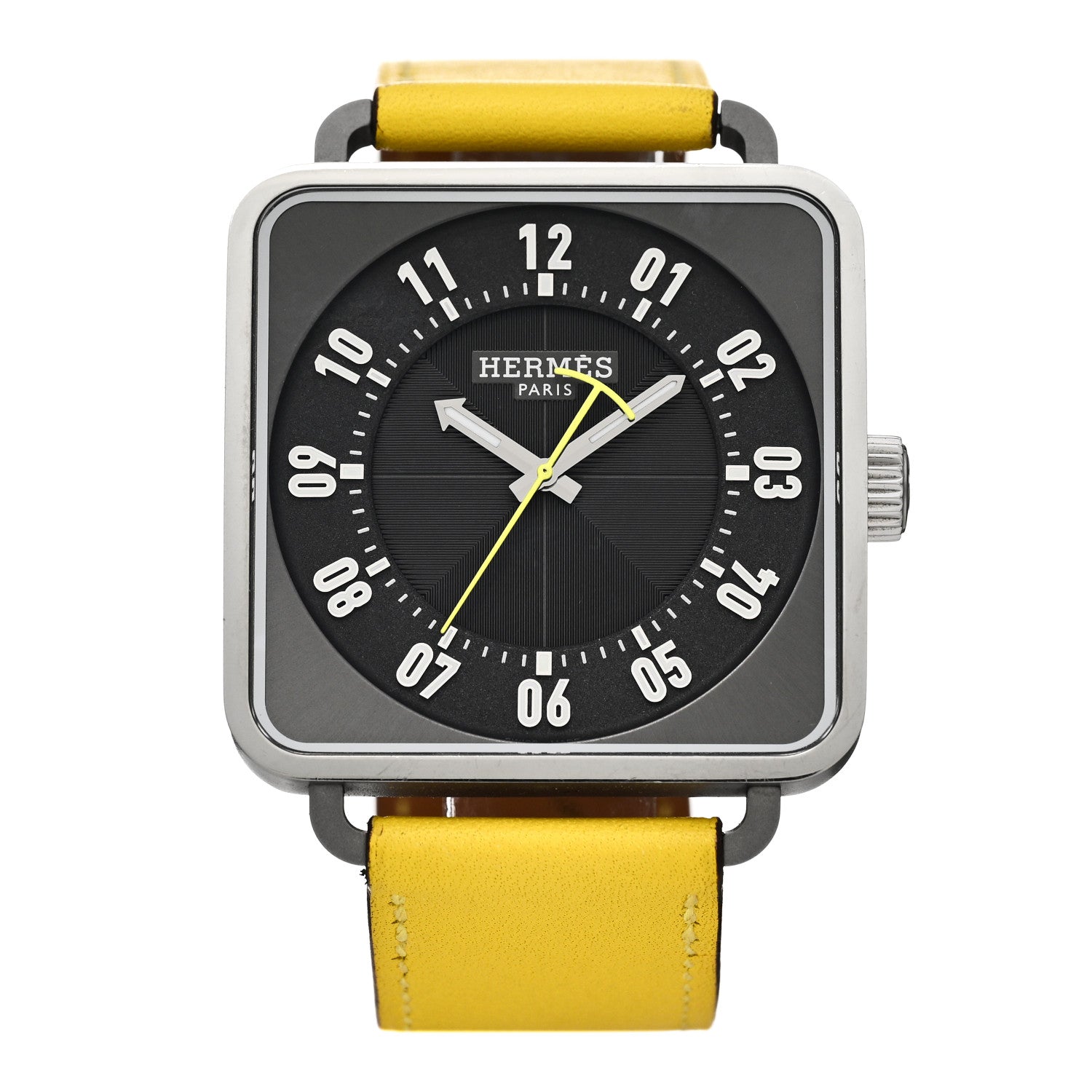 Hermes Stainless Steel Swift 38mm Carre H Automatic Watch Jaune de Naples 1 of 5