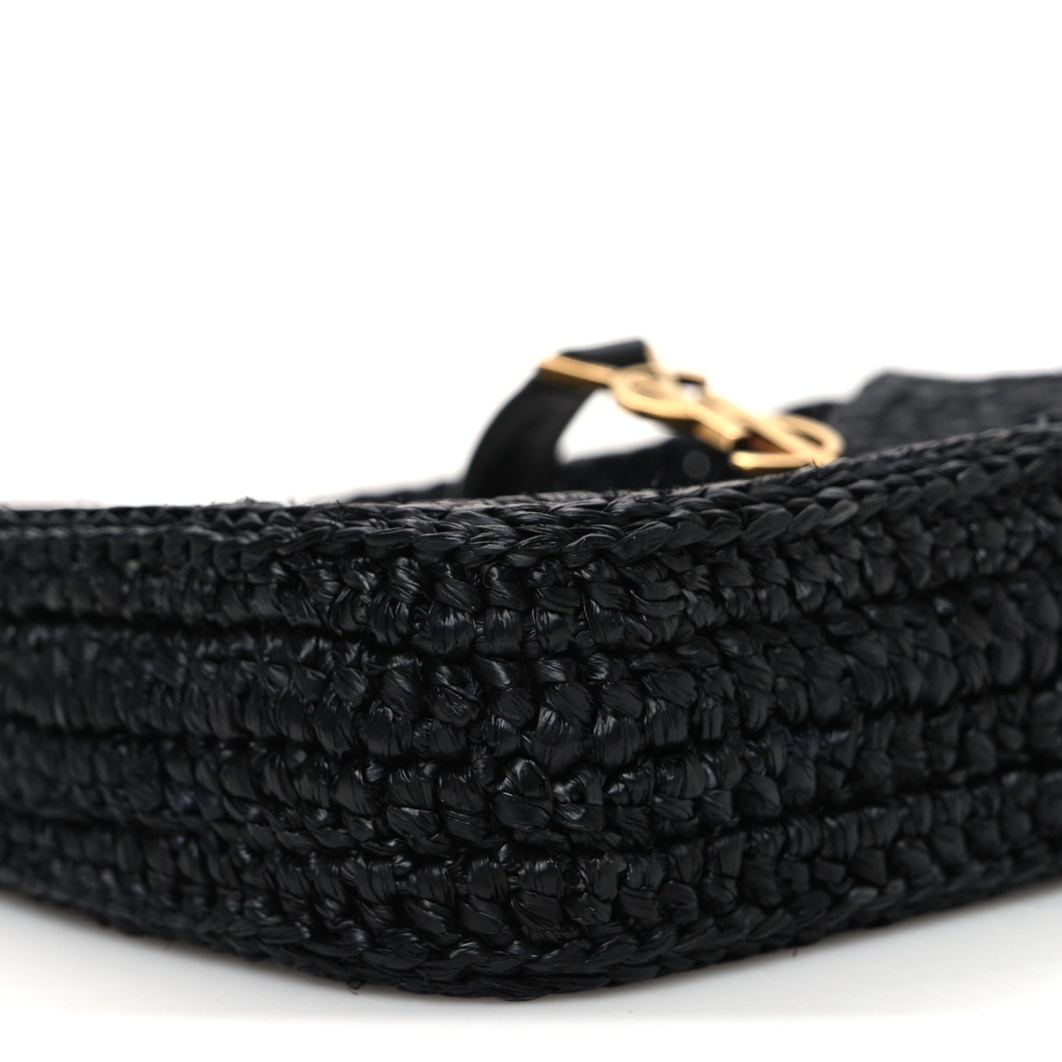 Saint Laurent Raffia Calfskin Le 5 A 7 Mini Hobo Black Black 10 of 11