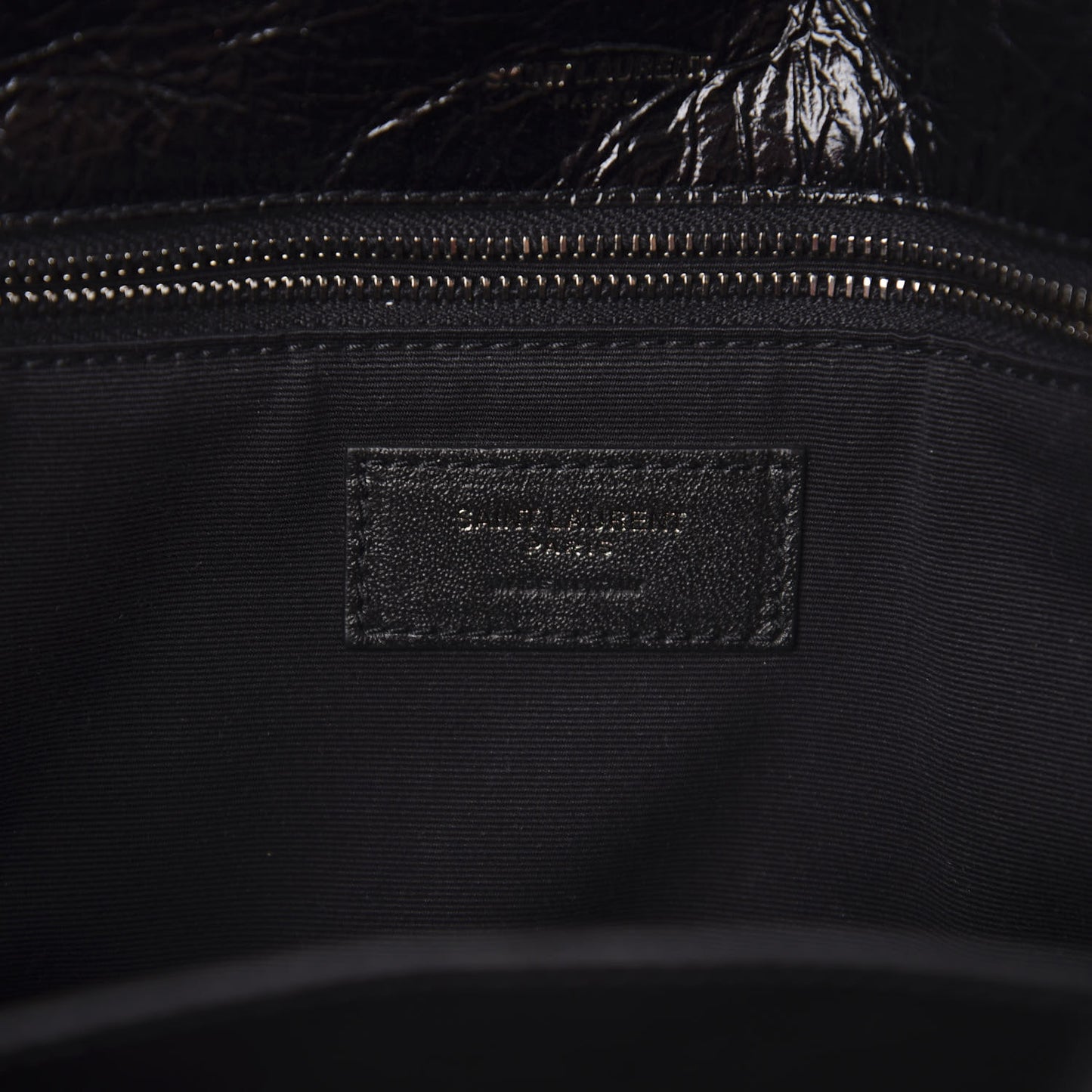 Crinkled Calfskin Matelasse Monogram Medium Niki Chain Satchel Black