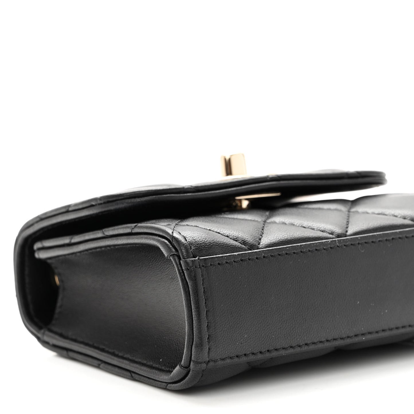 Lambskin Quilted Mini Trendy CC Chain Wallet Black