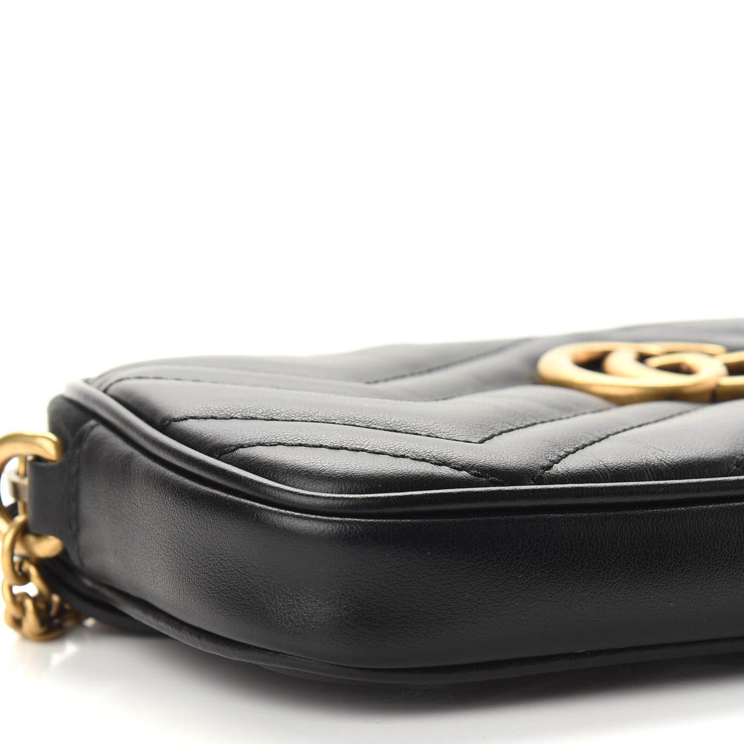 Gucci Calfskin Matelasse Mini GG Marmont Chain Crossbody Bag Black 8 of 10