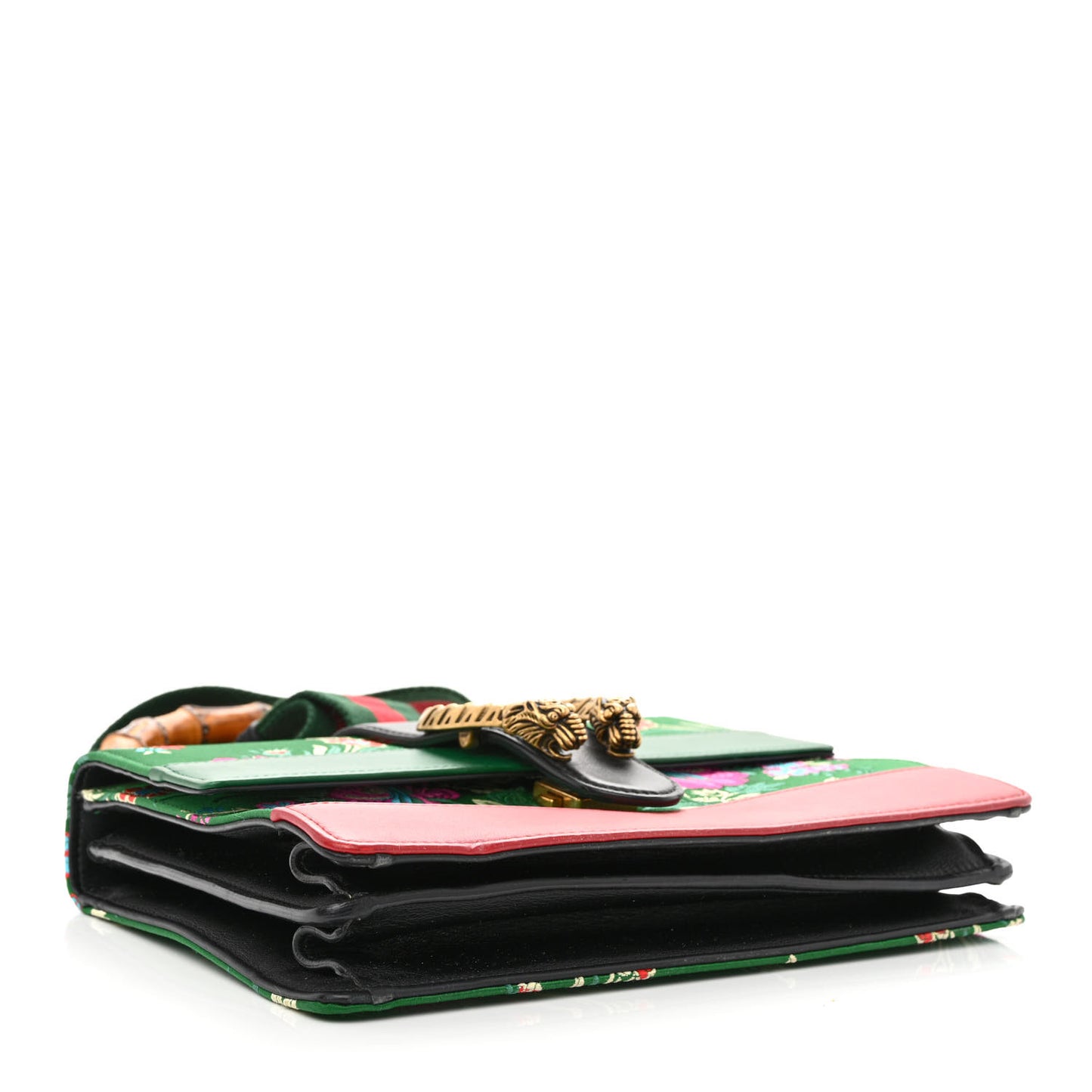 Jacquard Bamboo Web Floral Medium Dionysus Top Handle Bag Green Red