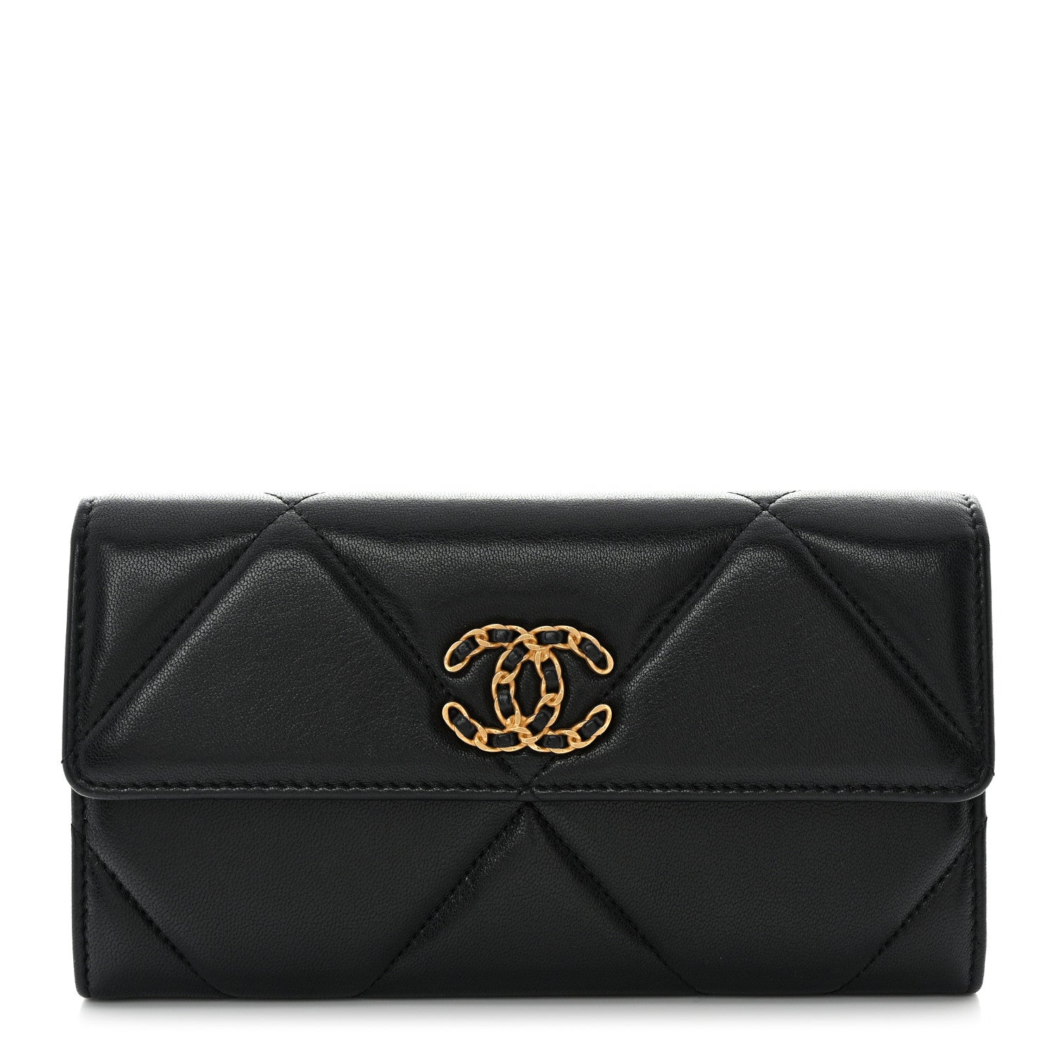 Chanel Lambskin Quilted Chanel 19 Flap Wallet Black 1 of 9