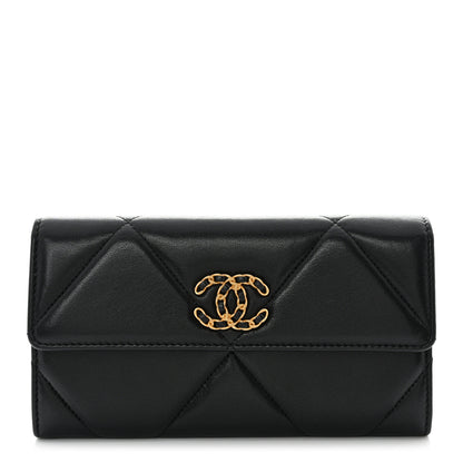 Chanel Lambskin Quilted Chanel 19 Flap Wallet Black 1 of 9