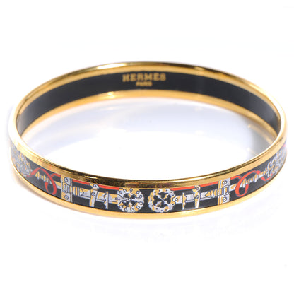 Hermes Enamel Narrow Printed Bracelet 65 Black Red 1 of 5