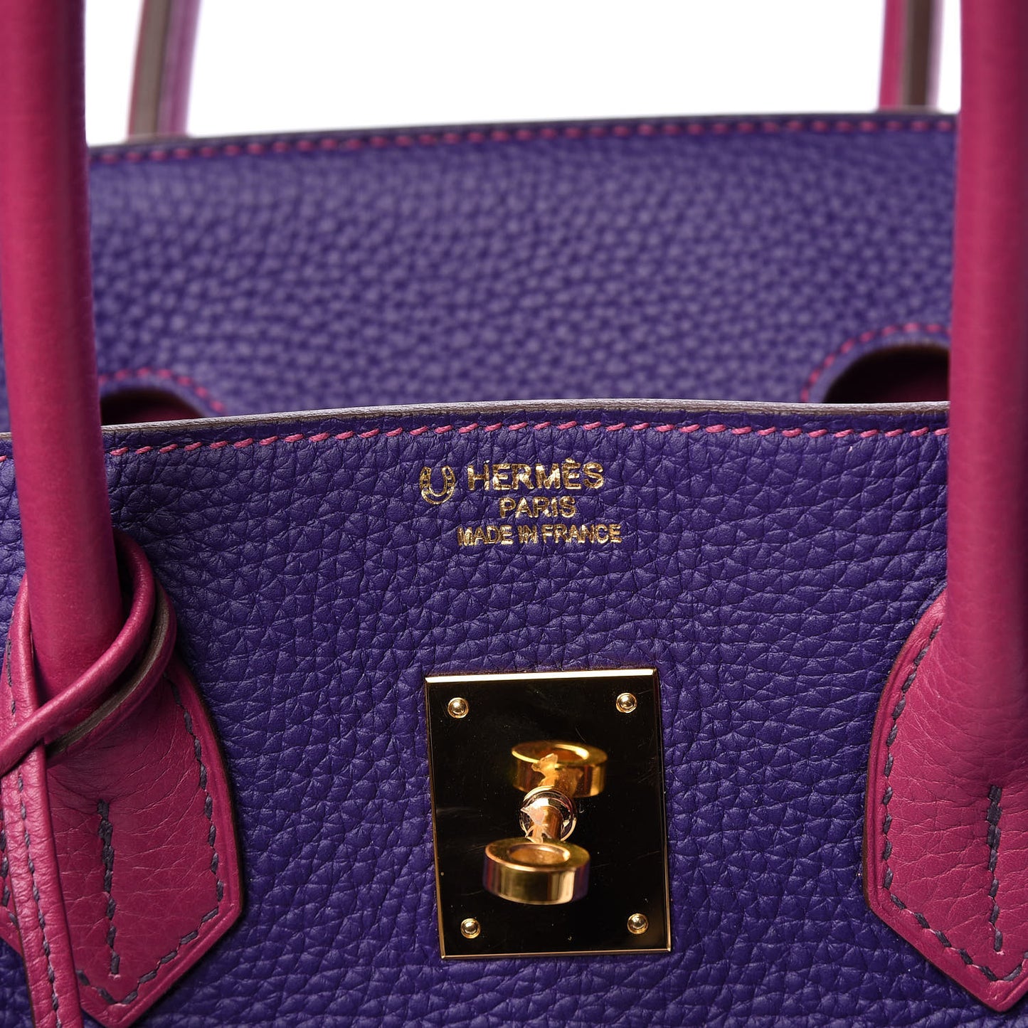 Togo Bi-Color Horseshoe Birkin 35 Iris Tosca