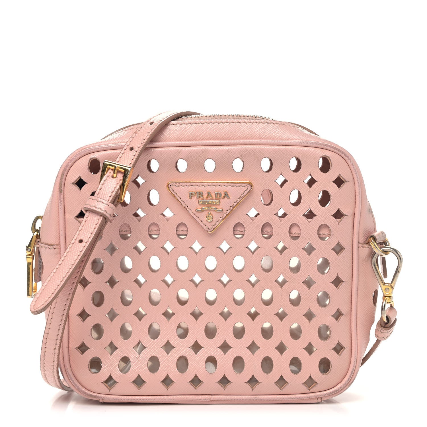 Prada Saffiano Perforated Crossbody Orchidea 1 of 12