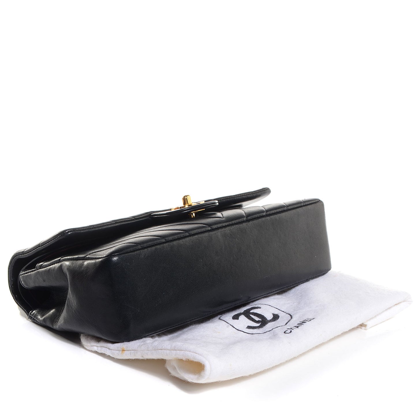 Lambskin Chevron Medium Double Flap Black