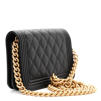 Chanel Caviar Quilted Boy Clutch With Chain Black 4 of 12
