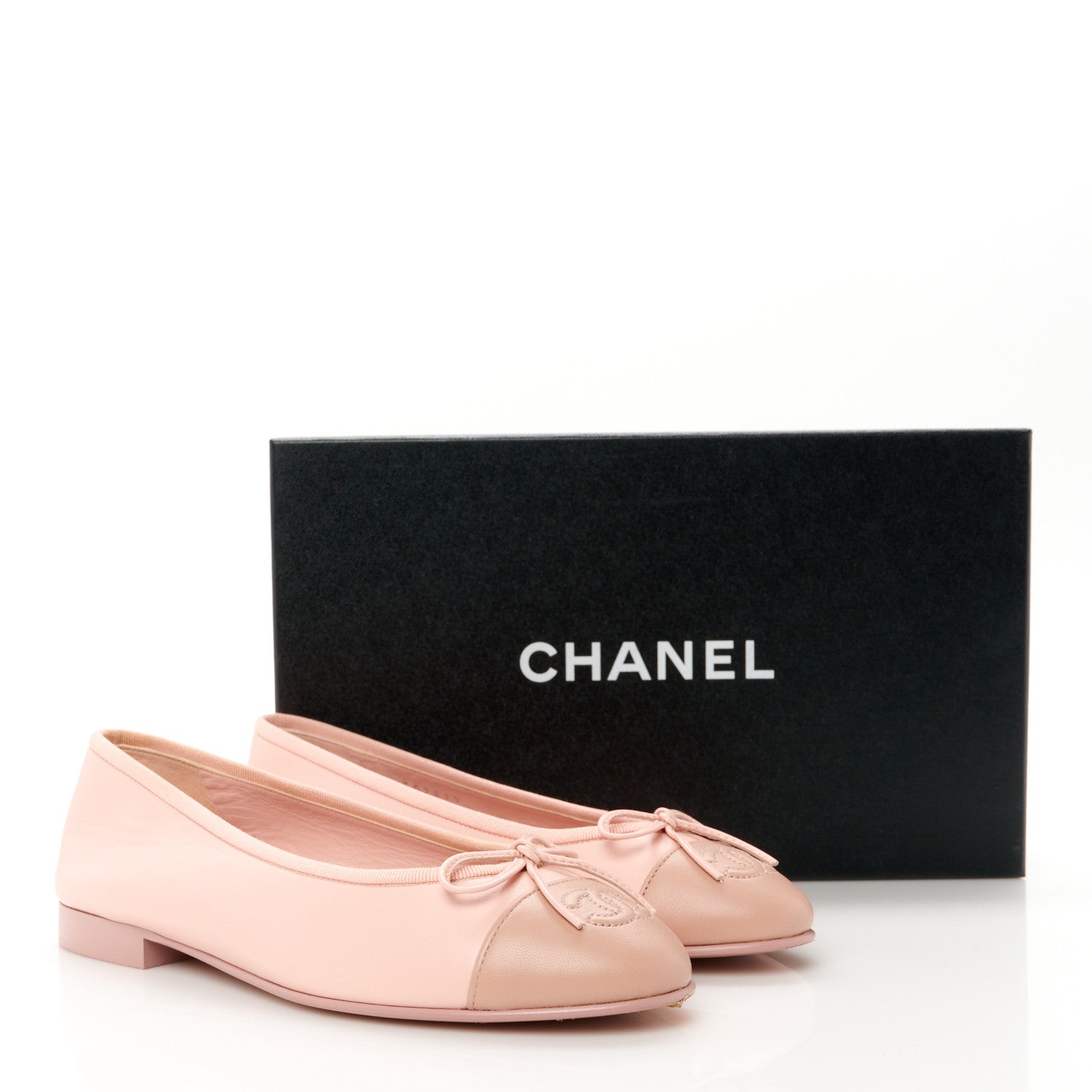 Chanel Lambskin Cap Toe CC Ballerina Flats 36.5 Light Pink Dark Pink 9 of 9