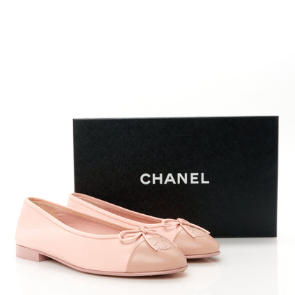 Chanel Lambskin Cap Toe CC Ballerina Flats 36.5 Light Pink Dark Pink 9 of 9