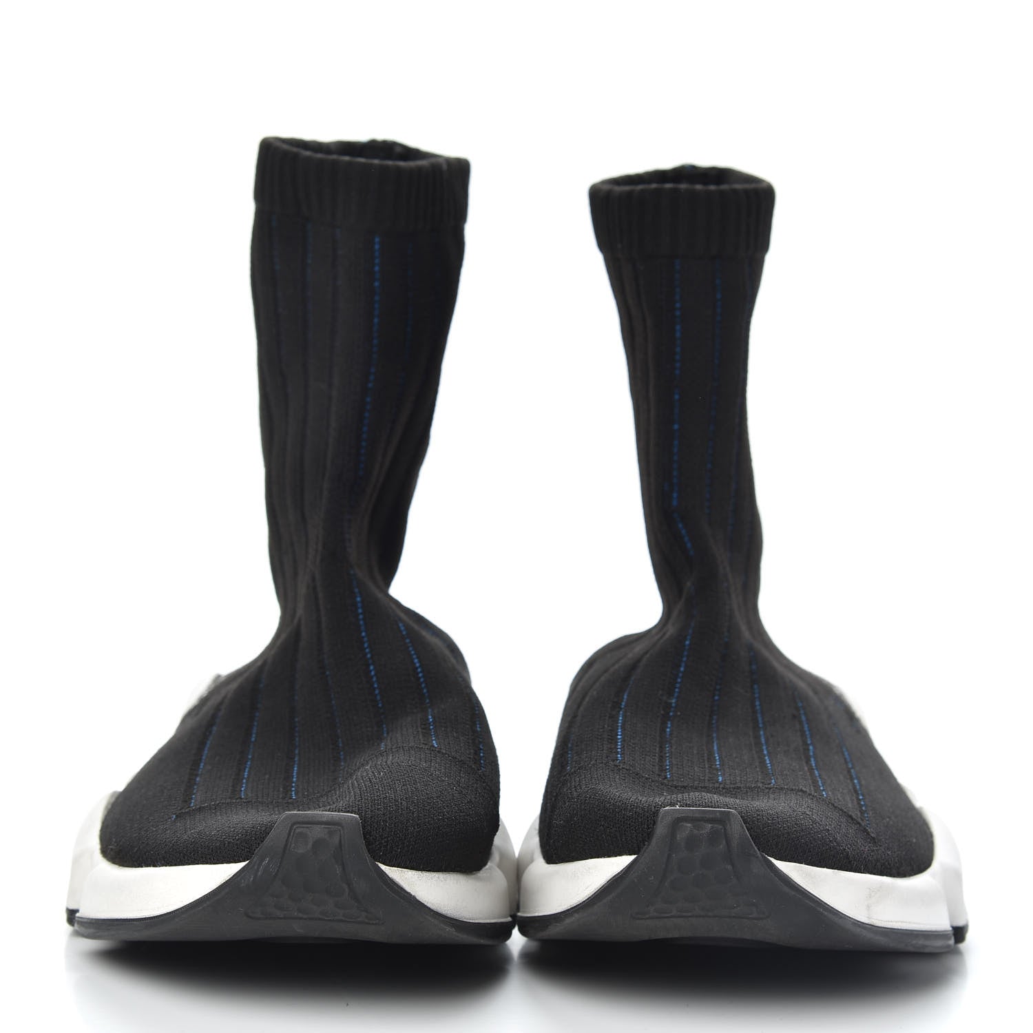 Balenciaga Ribbed Effect Knit Hi Speed Sneakers 41 Black Bleu 2 of 7