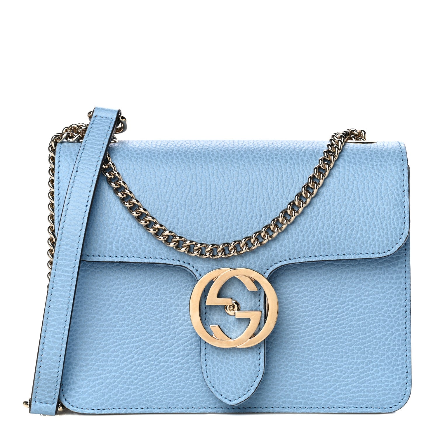 Gucci Dollar Calfskin Small Interlocking G Shoulder Bag Mineral Blue 1 of 14