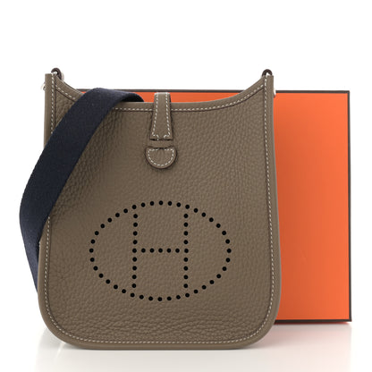 Hermes Taurillon Clemence Amazone Evelyne TPM Etoupe Bleu Indigo 11 of 11