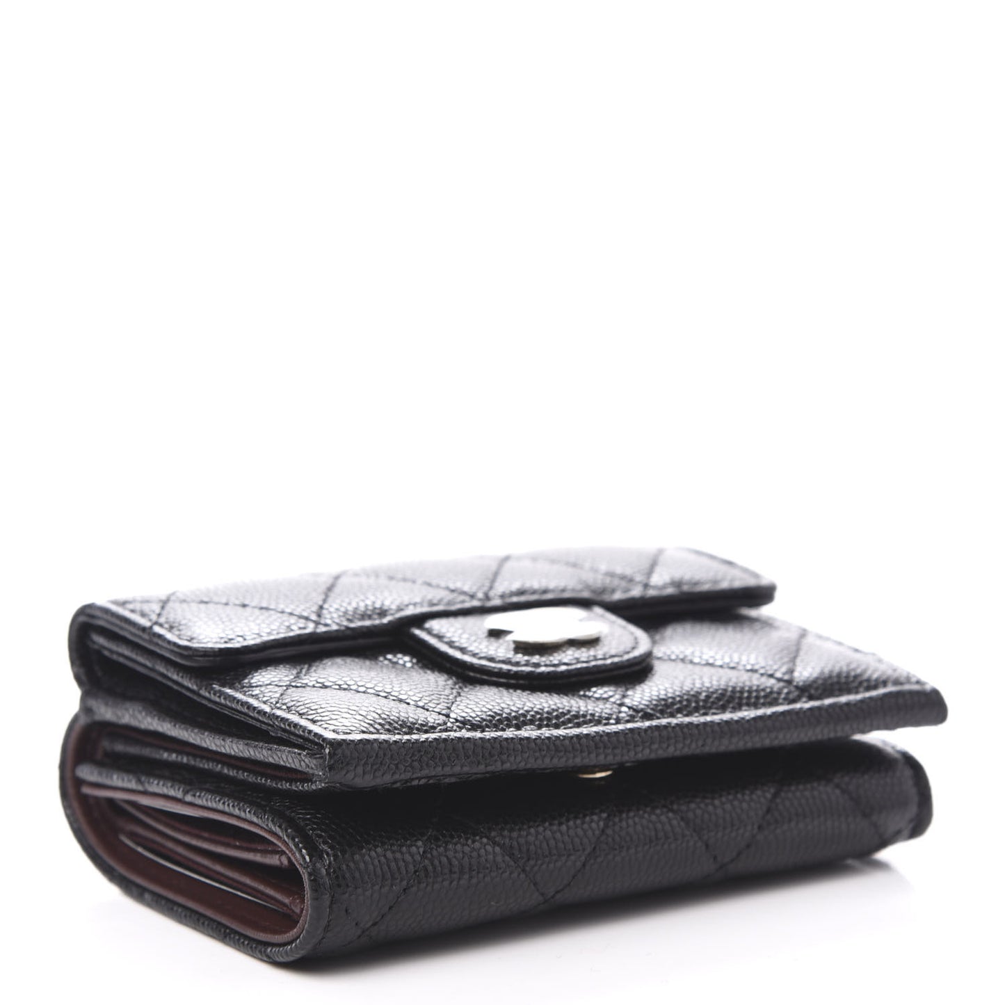 Caviar Quilted Double Flap Wallet Black