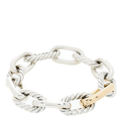 David Yurman Sterling Silver 18K Yellow Gold 13.5mm Large Madison Cable Link Bracelet 1 of 5