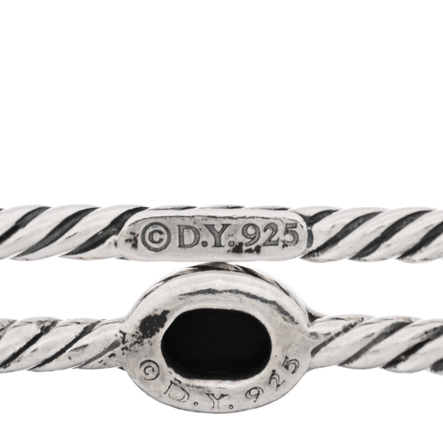 Sterling Silver Black Onyx Color Classics Bangle Bracelet Set of 2