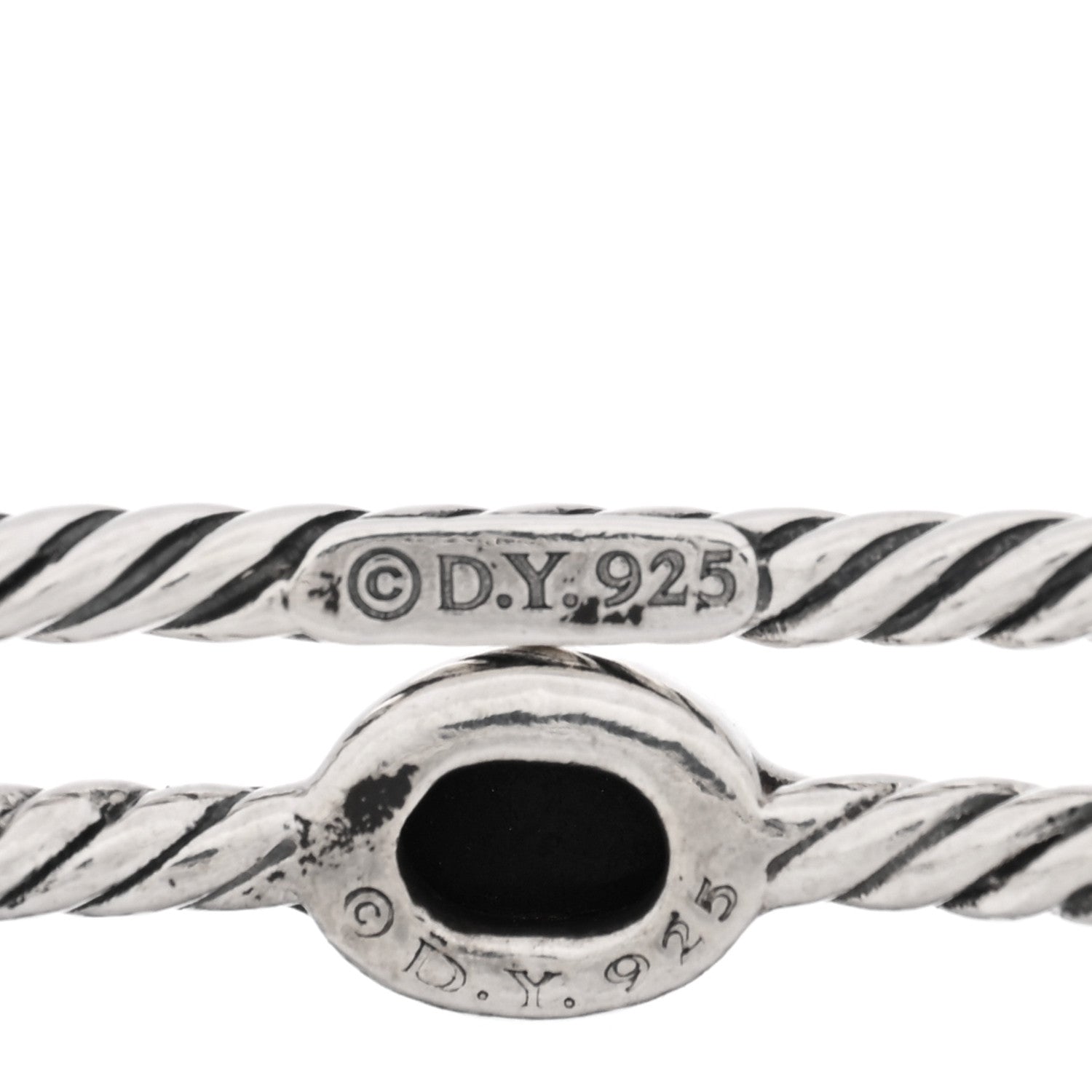 David Yurman Sterling Silver Black Onyx Color Classics Bangle Bracelet Set of 2 3 of 3