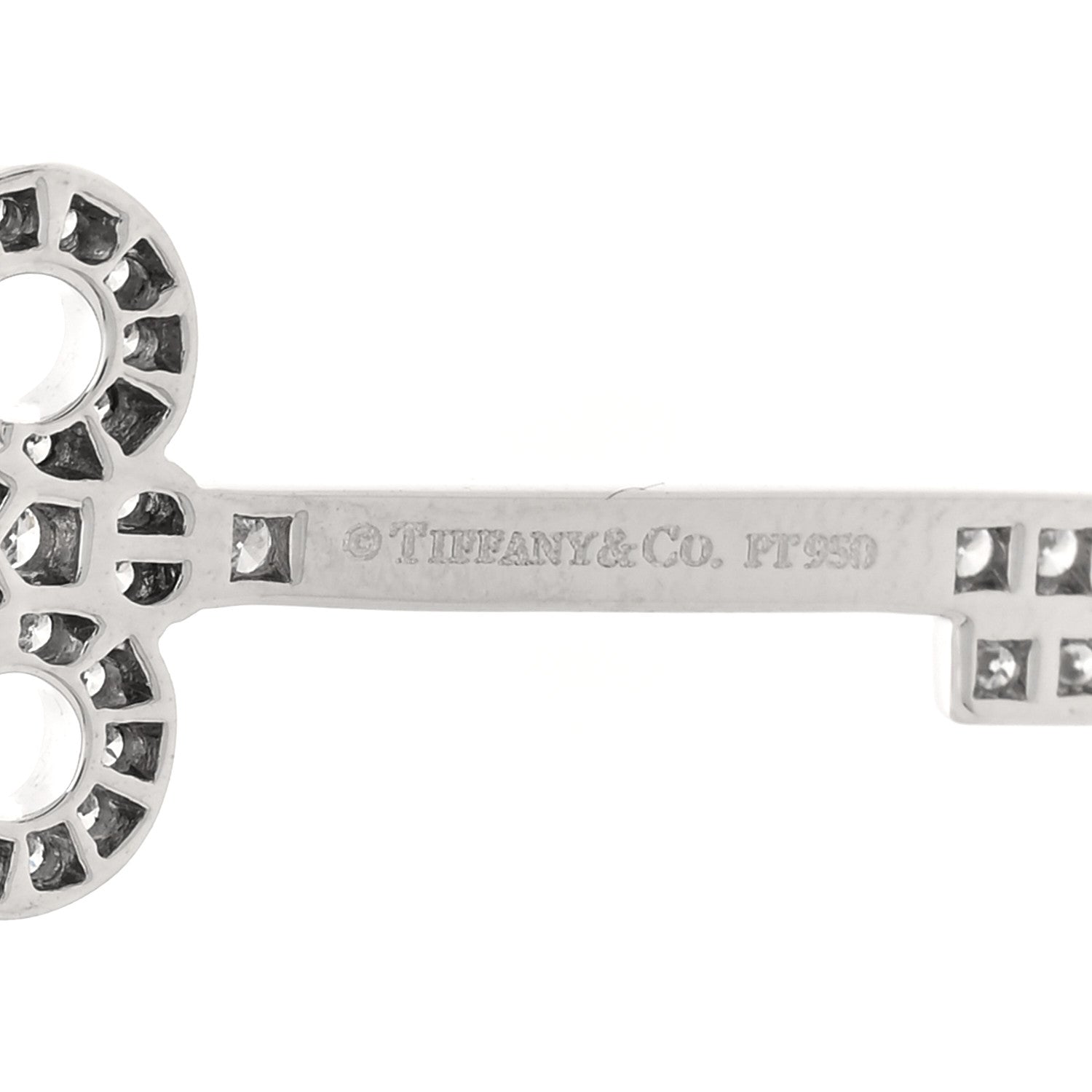 Tiffany Platinum Diamond .12ct Fleur De Lis Key Pendant 3 of 3