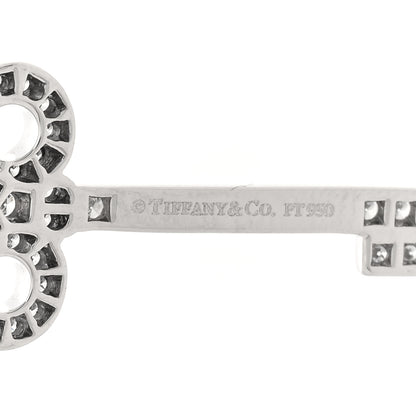 Tiffany Platinum Diamond .12ct Fleur De Lis Key Pendant 3 of 3