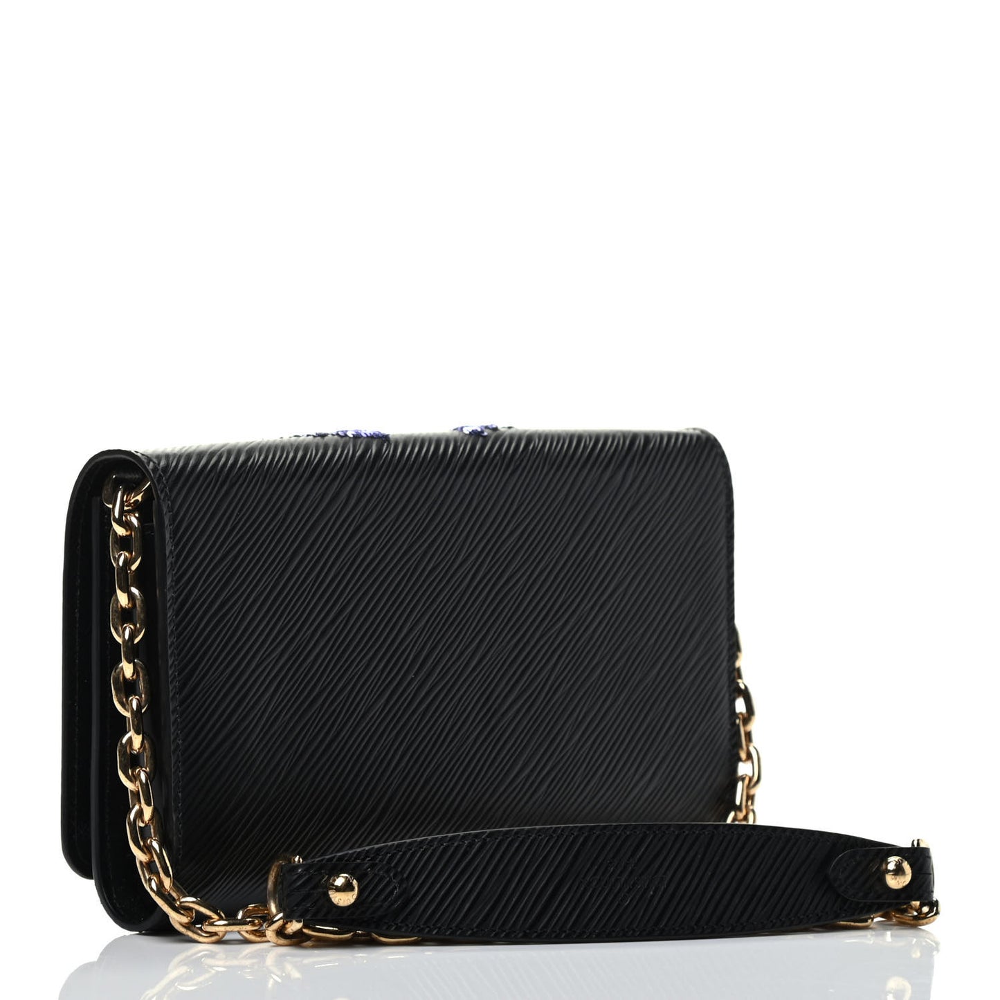 Epi Sequin Bird Twist Chain Wallet PM Black
