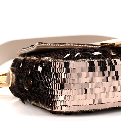 Fendi Sequin Paillettes Vitello Grace Sex and the City Baguette Tortora 9 of 10
