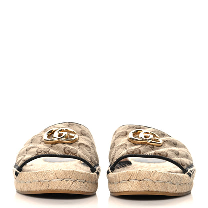 Gucci Monogram Matelasse GG Marmont Espadrille 20mm Slide Sandals 37.5 Beige Ebony Black 3 of 9