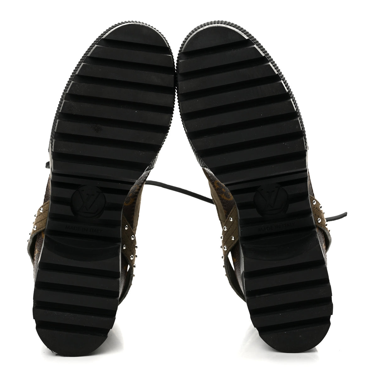 Suede Calfskin Monogram Laureate Platform Desert Boots 38 Kaki