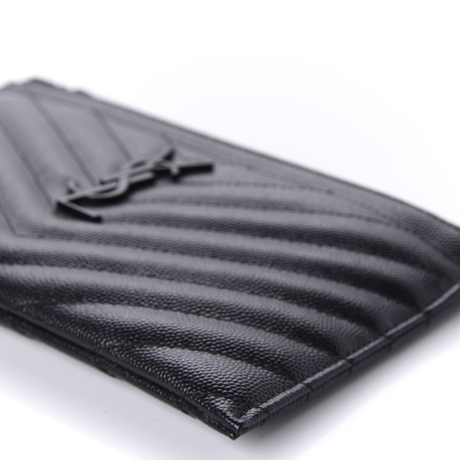 Saint Laurent Grain De Poudre Chevron Monogram Bill Pouch Black 7 of 9
