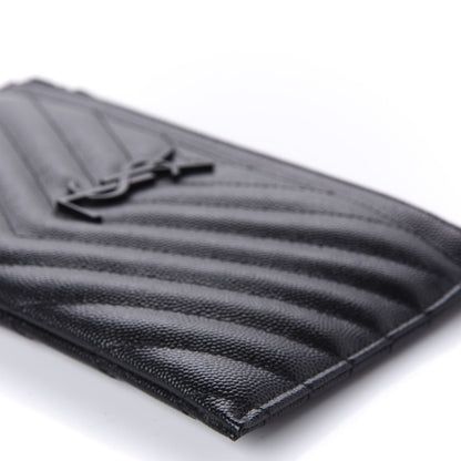 Saint Laurent Grain De Poudre Chevron Monogram Bill Pouch Black 7 of 9