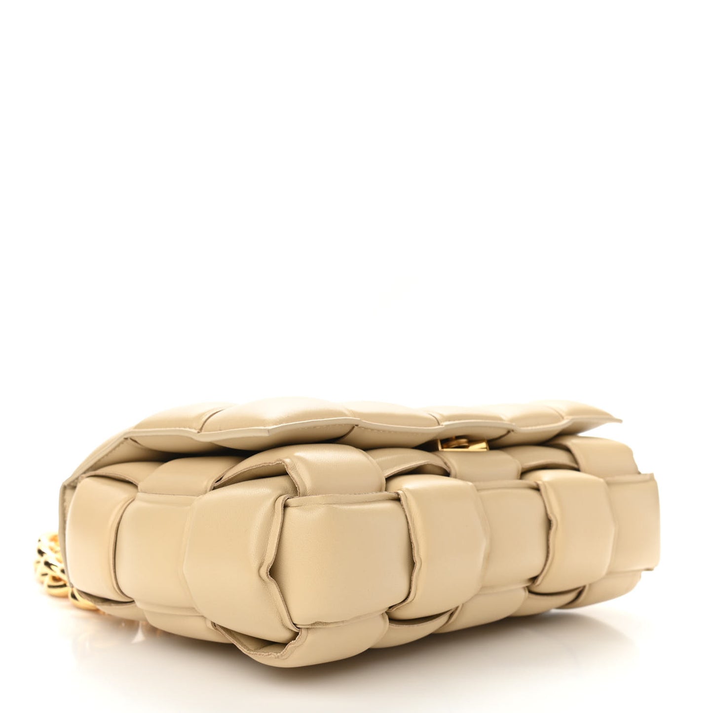Lambskin Maxi Intreccio Padded Chain Cassette Crossbody Bag Porridge