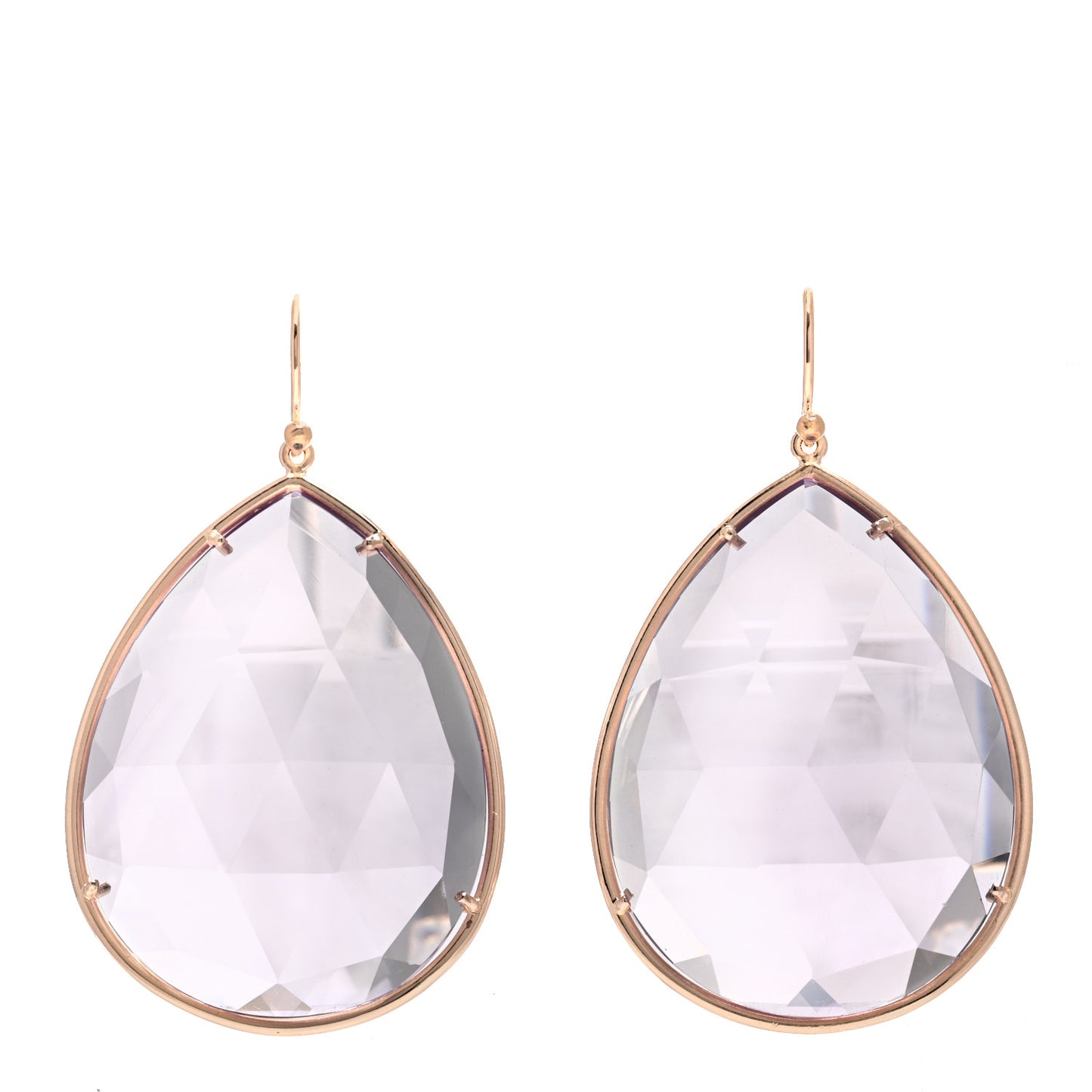 18K Rose Gold Amethyst Large Classic Pear Drop Earrings