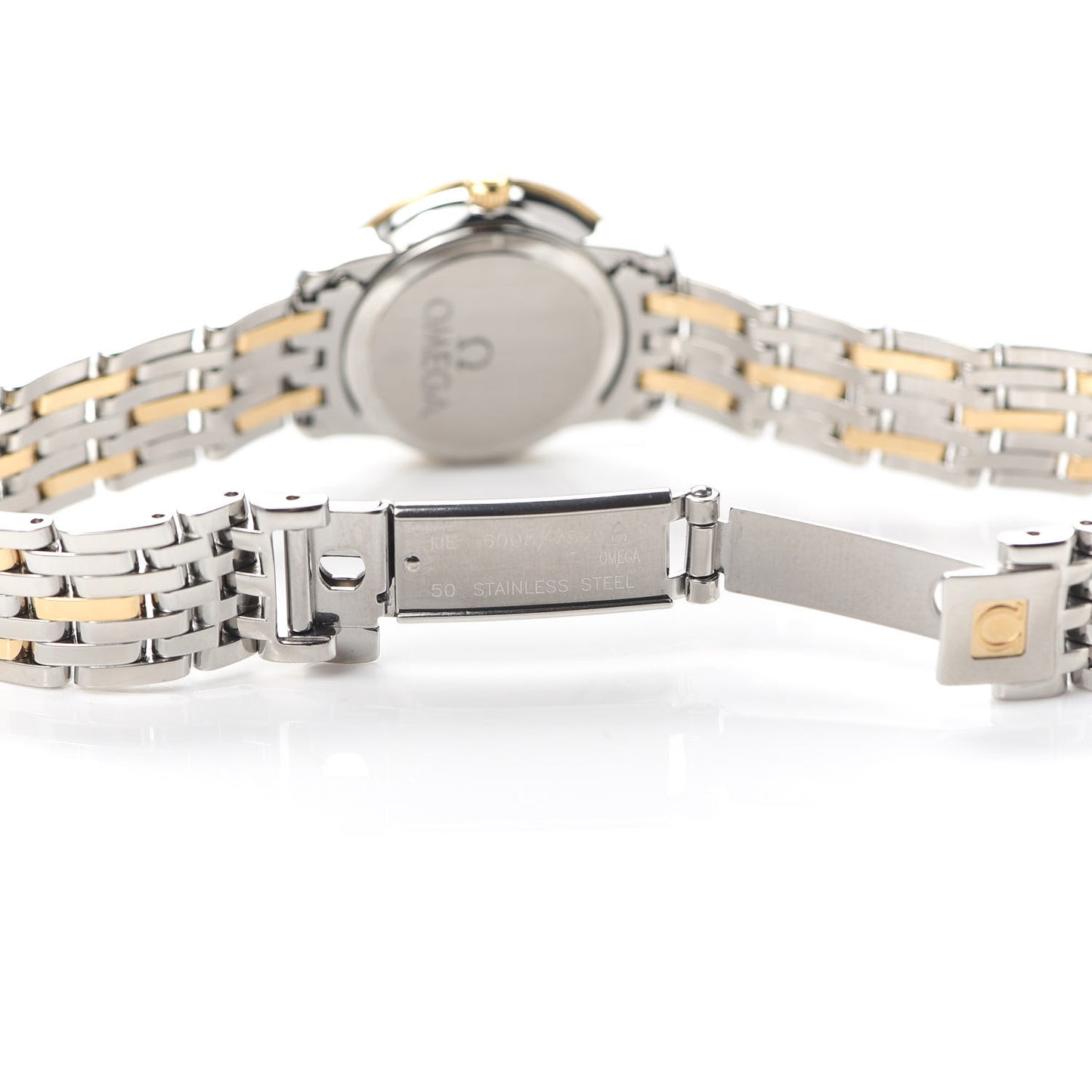 Stainless Steel 18K Yellow Gold Diamond Mother of Pearl 24mm De Ville Prestige Quartz Watch 424.20.24.60.55.001