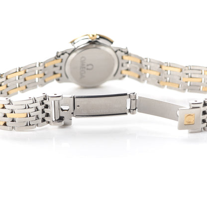 Omega Stainless Steel 18K Yellow Gold Diamond Mother of Pearl 24mm De Ville Prestige Quartz Watch 424.20.24.60.55.001 5 of 5