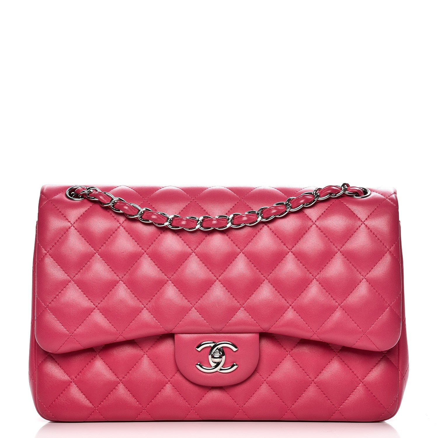 Chanel Lambskin Quilted Jumbo Double Flap Dark Pink 1 of 12