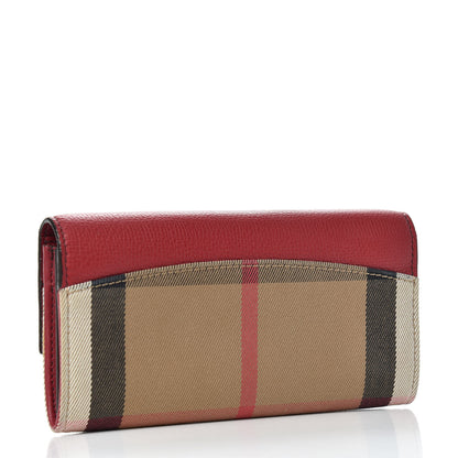 Burberry Grainy Calfskin House Check Porter Continental Wallet Russet Red 3 of 6