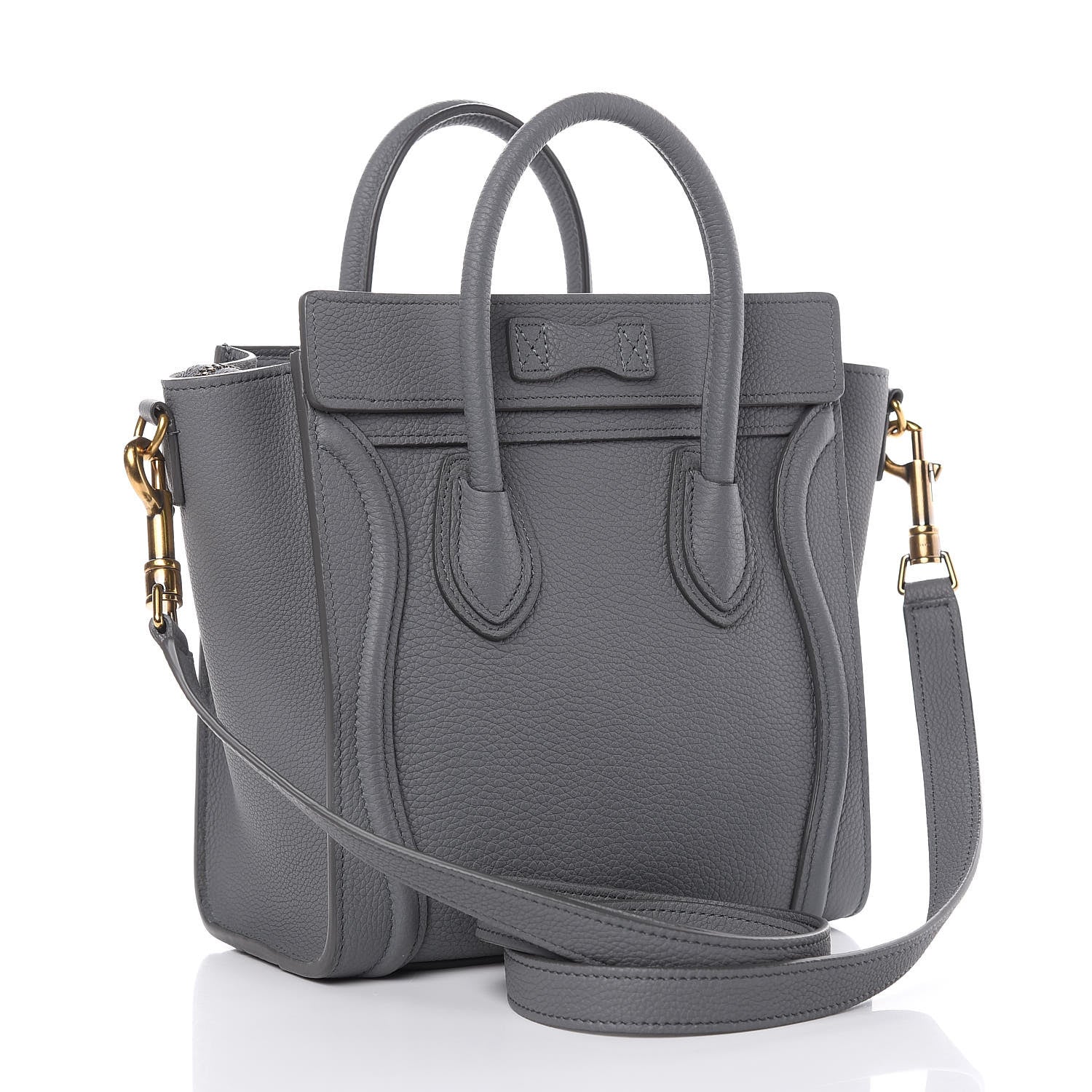 Celine Drummed Calfskin Nano Luggage Kohl 3 of 11