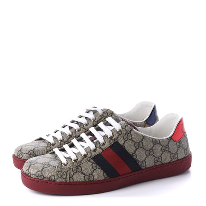Gucci GG Supreme Monogram Ayers Mens New Ace Low-Top Sneaker 8.5 Beige Red 3 of 10