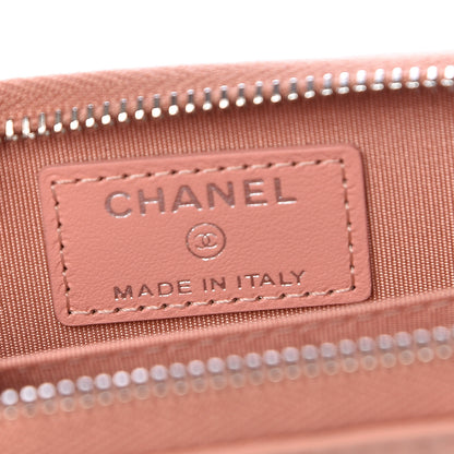 Chanel Goatskin Camellia Embossed Zip Coin Purse Pink 6 of 8