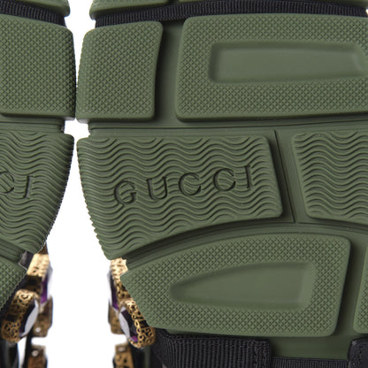Gucci X SEGA Mesh Suede Calfskin Removable Crystals Flashtrek Sneakers 37 Loess Black Olive Green 7 of 10