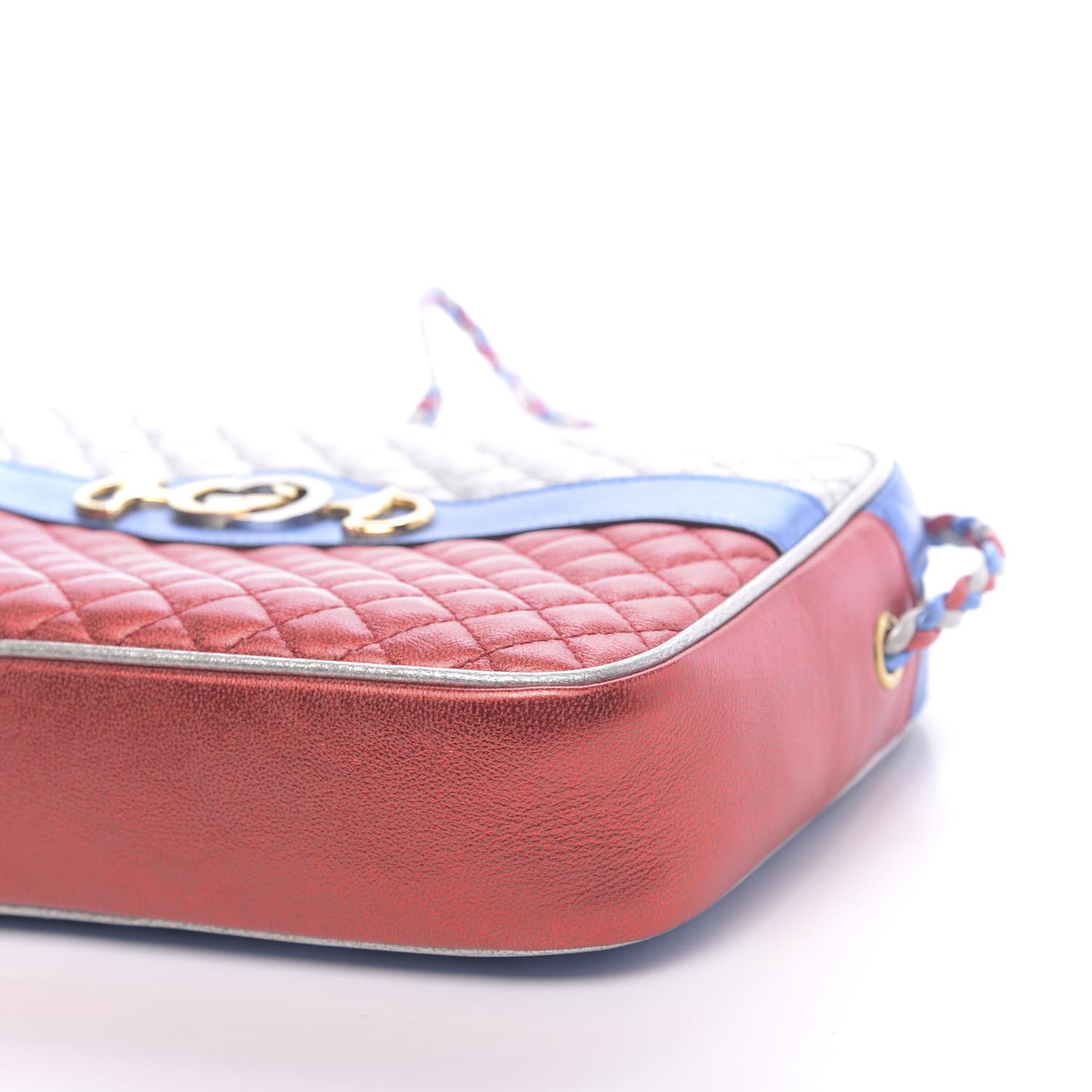 Laminated Nappa Trapuntata Small Zumi Shoulder Bag Rosso Marine Argento