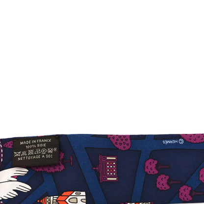 Hermes Silk Les Nouveaux Amoureux de Paris Twilly Marine Violet White 3 of 3