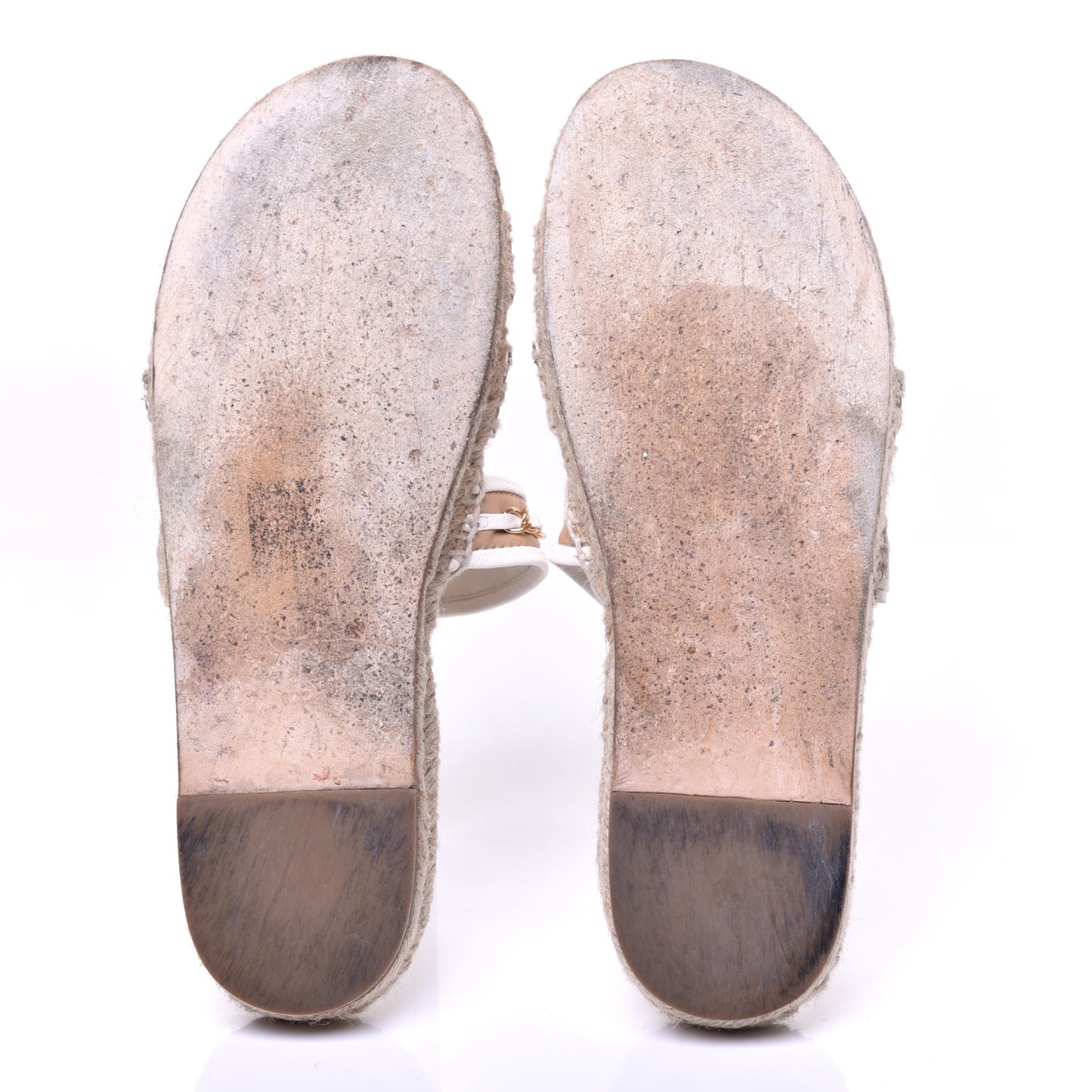 Lambskin Chain Espadrille Slip On Sandals 39 White