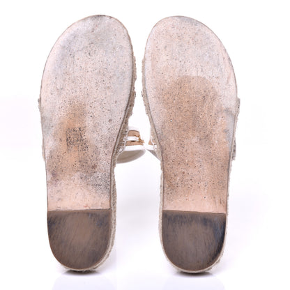 Chanel Lambskin Chain Espadrille Slip On Sandals 39 White 6 of 8
